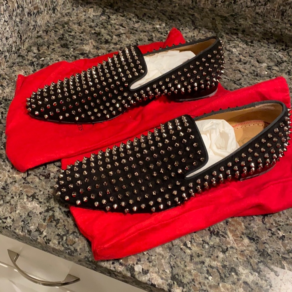 Christian louboutin men’s dandelion spikes black gun metal size 44